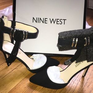 Nine West black suede heel.